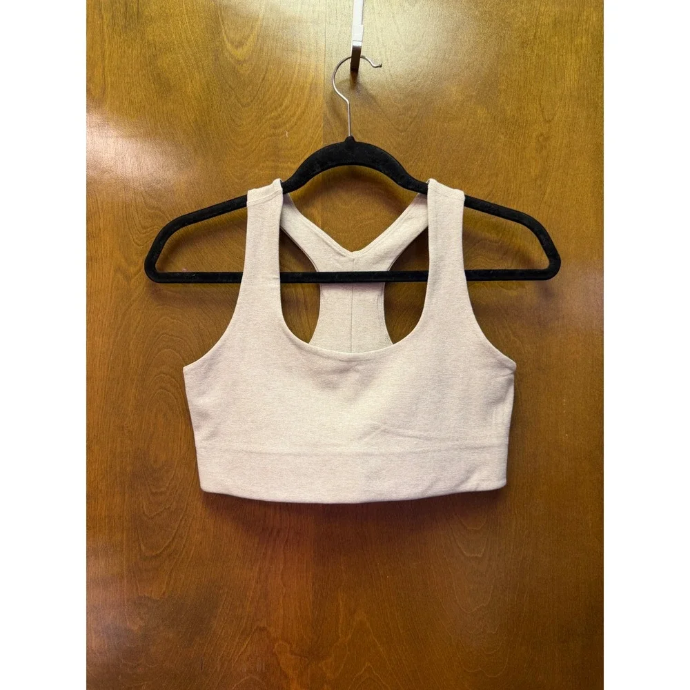Beyond Yoga Oatmeal Heather Racerback Sports Bra Medium